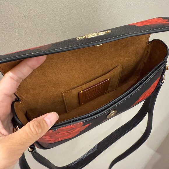 Coach CCF74 Hailey Flap Bag With Floral Print Black/Red - Picture 10 of 10